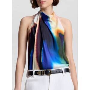NEW A.L.C. ada printed halter top in lapis multi